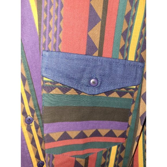 Vntg NOS Dakota Sunset Western Striped Long Sleeve Button Up Shirt w/tags XXL - Picture 2 of 6